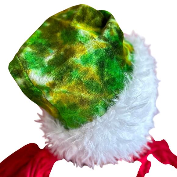 Handcrafted Tie Dye Santa Hat Holiday Wear Grinch Vibes - Picture 5 of 7